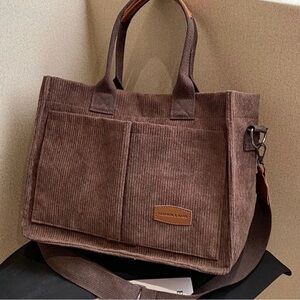 Brown corduroy tote bag